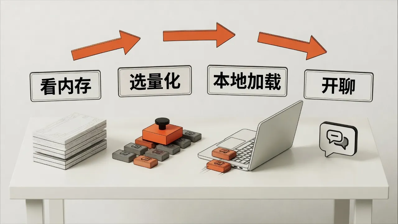 四步流水线:看内存、选量化、本地加载、开聊